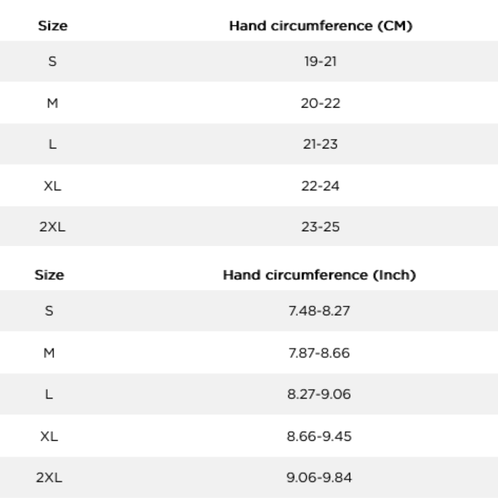 2024 Jobe Gloves 0 Size Chart